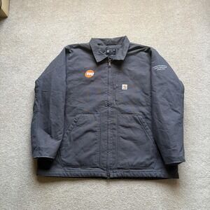 Carhartt Jacket Mens 3XL Gray Loose Fit Washed Duck Sherpa Lined Work Zip 104293